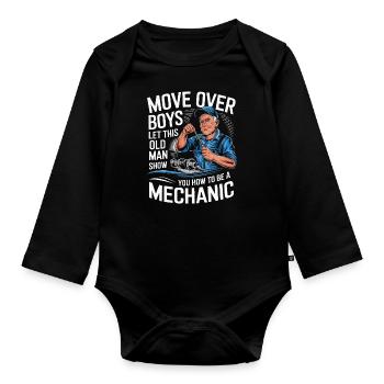 Mechanic Mechanic Workshop - Organic Longsleeve Baby Bodysuit - black - Front