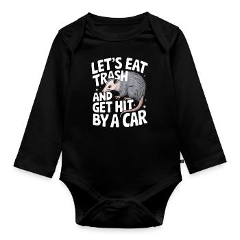 Opossum Possum Animal - Organic Longsleeve Baby Bodysuit - black - Front