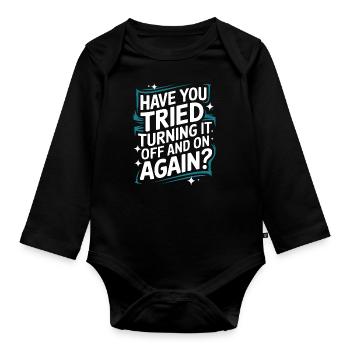 Technischer Support Computerfreak Nerd - Baby Bio-Langarm-Body - Schwarz - Vorne
