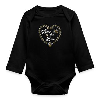 Save the Bees - Rettet die Bienen - Baby Bio-Langarm-Body - Schwarz - Vorne