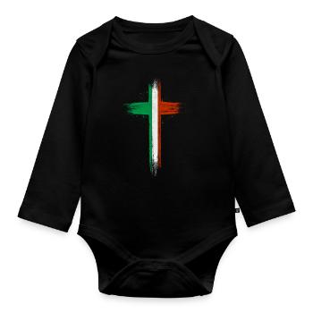 Drapeau de l’Italie Drapeau italien Vintage Look vieilli - Body Bébé bio manches longues - noir - Devant