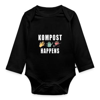 Kompost Happens - Baby Bio-Langarm-Body - Schwarz - Vorne