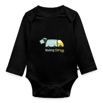 Fahren Mit Einem Schmutzigen Müllwagen - Baby Bio-Langarm-Body - Schwarz - Vorne