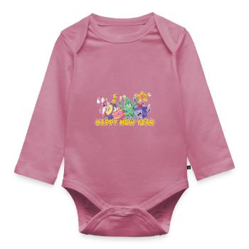 Happy New Year 2023 New Year's Eve Christmas - Organic Longsleeve Baby Bodysuit - mauve - Front