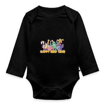 Joyeux Nouvel An 2023 Réveillon du Nouvel An Noël - Body Bébé bio manches longues - noir - Devant