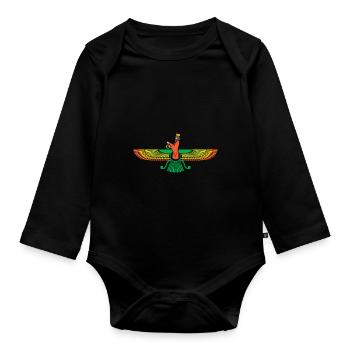 Faravahar Symbol Iran Persisch Spirituell - Baby Bio-Langarm-Body - Schwarz - Vorne
