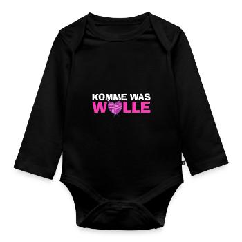 Komme Was Wolle Ich Schaf Das Baumwolle Bauer - Baby Bio-Langarm-Body - Schwarz - Vorne