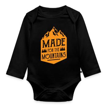 Pour les montagnes faites cadeau de grimpeur randonneur - Body Bébé bio manches longues - noir - Devant