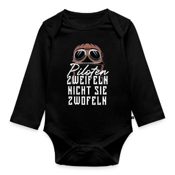 Pilot - Baby Bio-Langarm-Body - Schwarz - Vorne