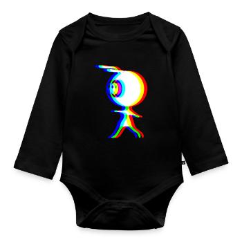 EDM - Alien - Glitch Rave Style - Body Bébé bio manches longues - noir - Devant