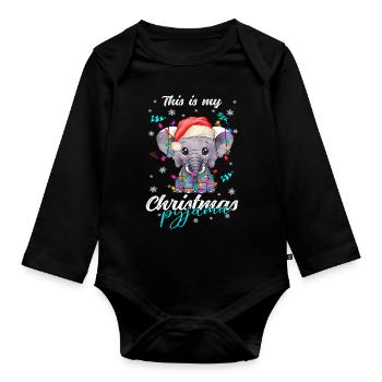 lustig Elefant Weihnachten Weihnachtsschlafanzug - Baby Bio-Langarm-Body - Schwarz - Vorne