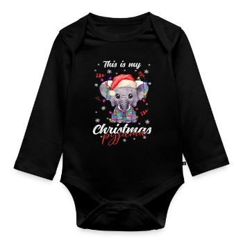 lustig Elefant Weihnachten Weihnachtsschlafanzug - Baby Bio-Langarm-Body - Schwarz - Vorne