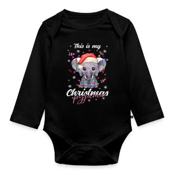 lustig Elefant Weihnachten Weihnachtsschlafanzug - Baby Bio-Langarm-Body - Schwarz - Vorne