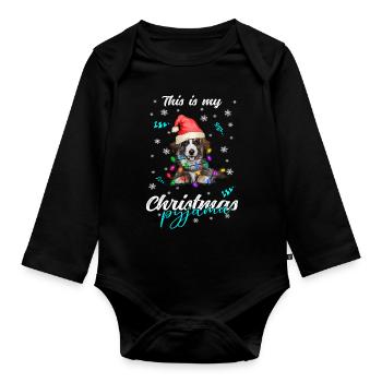 lustig Australischer Schäferhund Weihnachten Weihn - Baby Bio-Langarm-Body - Schwarz - Vorne