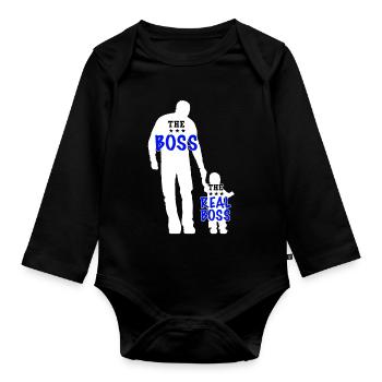 Father and Son Dad and Son Boss Partner Look - Organic Longsleeve Baby Bodysuit - black - Front
