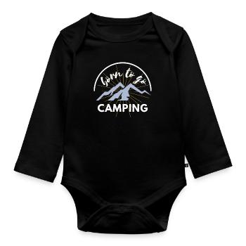 Born to go camping hiking mens funny gift Spruch - Baby Bio-Langarm-Body - Schwarz - Vorne