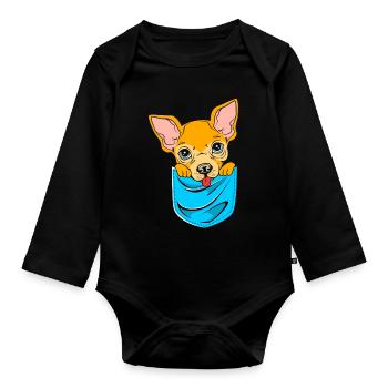 Chihuahua Bag - Organic Longsleeve Baby Bodysuit - black - Front