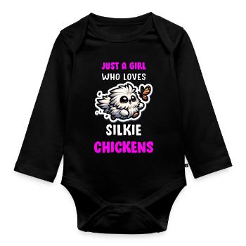 Juste une fille qui aime le poulet Silkies Silkie - Body Bébé bio manches longues - noir - Devant