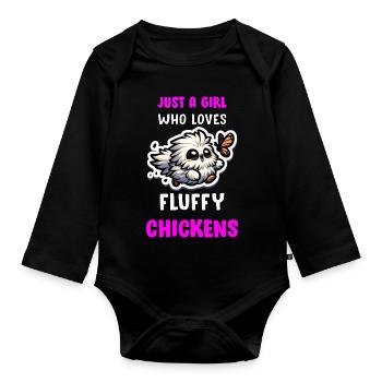 Juste une fille qui aime les poulets moelleux Soyeux - Body Bébé bio manches longues - noir - Devant