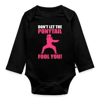 Karate Self-Defense Martial Arts - Organic Longsleeve Baby Bodysuit - black - Front