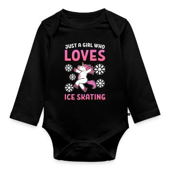 Ice skating Ice skating Ice skating - Organic Longsleeve Baby Bodysuit - black - Front
