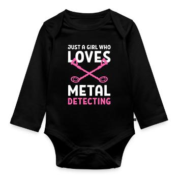 Metal detector - Organic Longsleeve Baby Bodysuit - black - Front