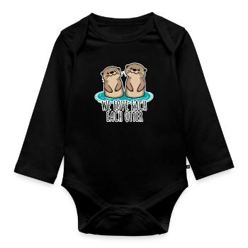 We Love Each Otter - Die beiden Otter lieben sich! - Baby Bio-Langarm-Body - Schwarz - Vorne