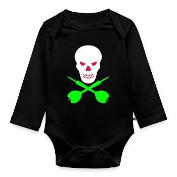 Schädel und überkreuzte Dartpfeile - Baby Bio-Langarm-Body - Schwarz - Vorne
