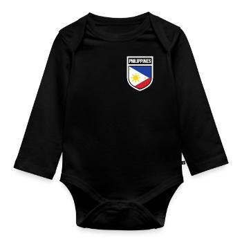 Philippinen - Nationalfahne im Wappen - Baby Bio-Langarm-Body - Schwarz - Vorne