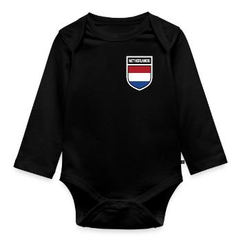 Netherlands - National flag in coat of arms - Organic Longsleeve Baby Bodysuit - black - Front