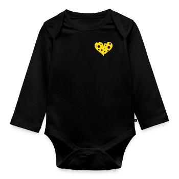 Cheese Heart - Käseherz - Brustlogo - Baby Bio-Langarm-Body - Schwarz - Vorne