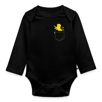 Lion jaune dans la poche poitrine de football de Braunschweig - Body Bébé bio manches longues - noir - Devant