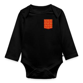 T-Shirt bedruckte Tasche buntes Muster Design - Baby Bio-Langarm-Body - Schwarz - Vorne