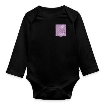 unicorn pocket pocket t-shirt unicorn pocket Einhorn - Organic Longsleeve Baby Bodysuit - black - Front