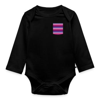Rayures colorées de motif de t-shirt de poche - Body Bébé bio manches longues - noir - Devant