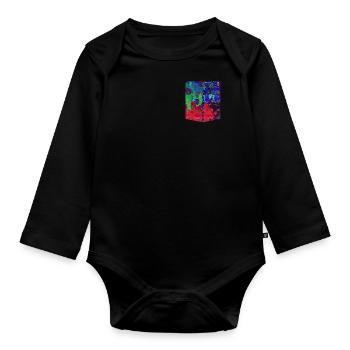 Colorful Printed Pocket T-Shirt Design Abstract - Organic Longsleeve Baby Bodysuit - black - Front