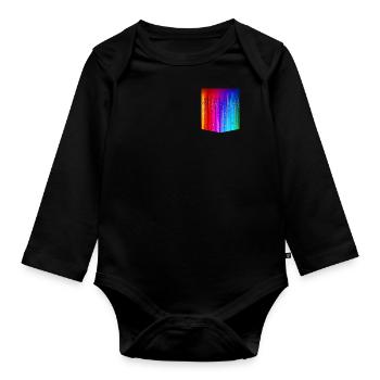 Design de poche de T-shirt psychédélique coloré - Body Bébé bio manches longues - noir - Devant