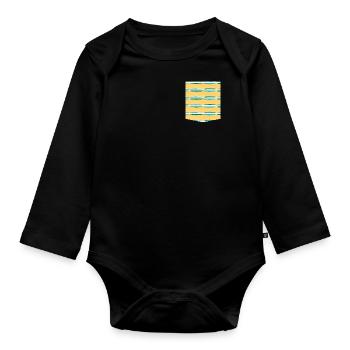 T-shirt imprimé poche motif coloré design - Body Bébé bio manches longues - noir - Devant