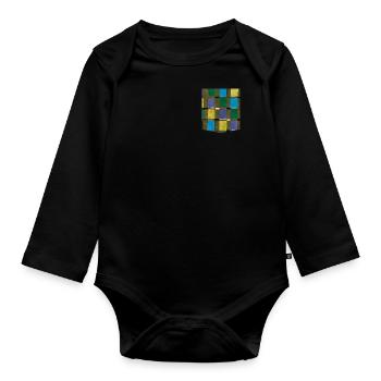 Colorful Printed Pocket T-Shirt Japanese Pattern - Organic Longsleeve Baby Bodysuit - black - Front