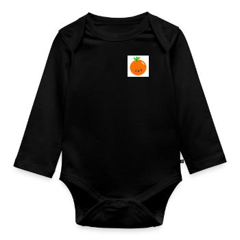 orange - Organic Longsleeve Baby Bodysuit - black - Front