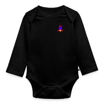 Fusée - Tangram - Body Bébé bio manches longues - noir - Devant