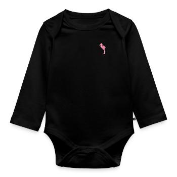 Flamingo - Tangram - Organic Longsleeve Baby Bodysuit - black - Front