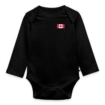 Canada flag - Organic Longsleeve Baby Bodysuit - black - Front