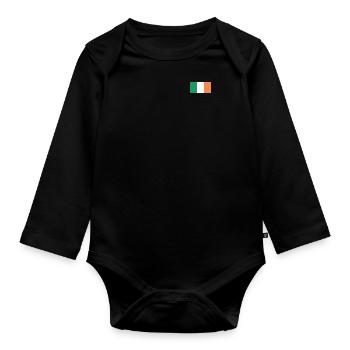 Irish flag - Organic Longsleeve Baby Bodysuit - black - Front