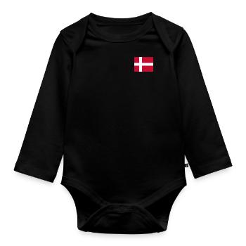 Drapeau du Danemark - Body Bébé bio manches longues - noir - Devant