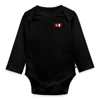 Suisse Italie Drapeau Cœur - Body Bébé bio manches longues - noir - Devant