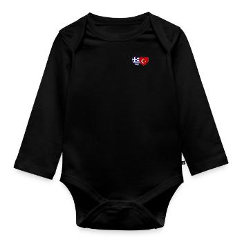 Grèce Turquie Drapeau Coeur - Body Bébé bio manches longues - noir - Devant