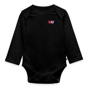 Turkey Greece Flag Heart - Organic Longsleeve Baby Bodysuit - black - Front