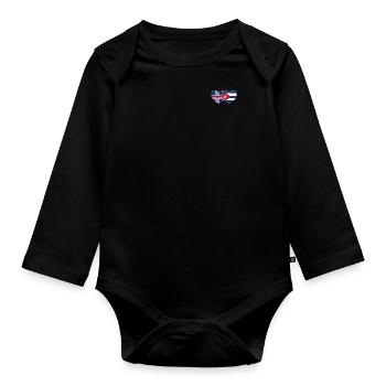 Iceland Cuba Flag Heart - Organic Longsleeve Baby Bodysuit - black - Front