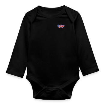USA England Flagge Herz - Baby Bio-Langarm-Body - Schwarz - Vorne